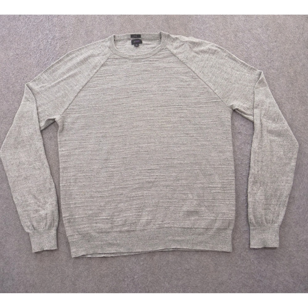 J Crew Sweater Mens Extra Large Gray Pullover Knit Long Sleeve Crew Neck